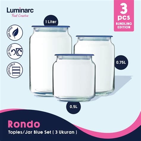 Jual Luminarc Set Toples Jar Rondo Biru Pcs Shopee Indonesia