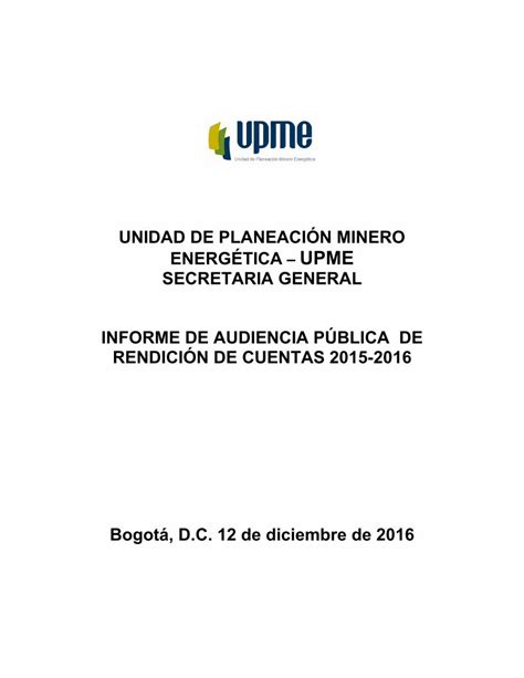 Pdf Unidad De Planeaci N Minero Energ Tica Upme Unidad De