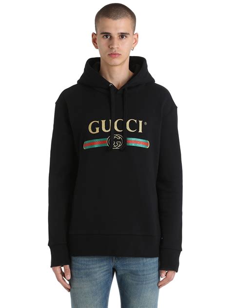 Gucci Wolf Embroidered Logo Print Hoodie In Black Modesens Hoodie