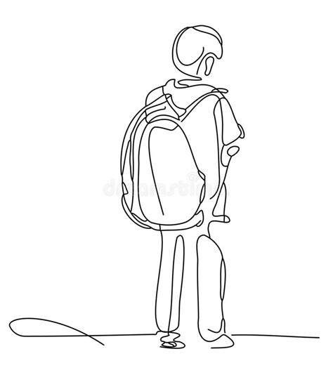 Continuous Line Drawing Backpack Stock Illustrations Continuous