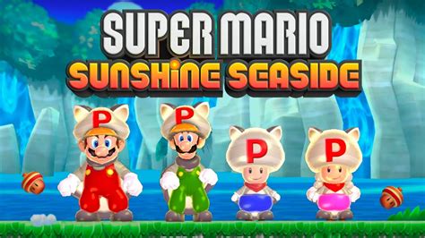 New Super Mario Bros U Sunshine Seaside 2 Players Walkthrough Co Op