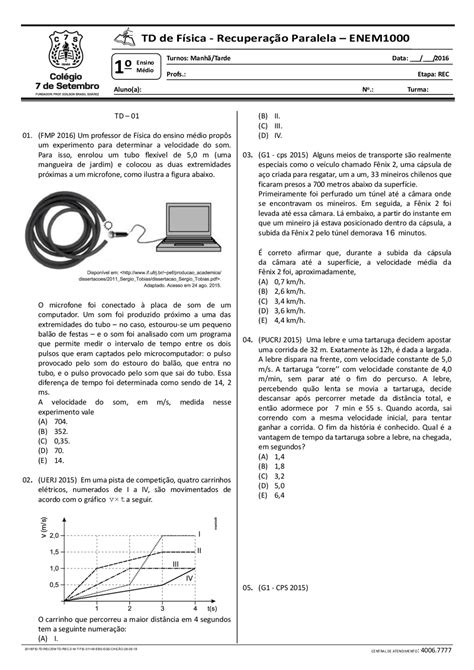 Atividades De Fisica 1 Ano Ensino Medio - Recuperação de física 1 ano do ensino medio | Exercícios Física para ...