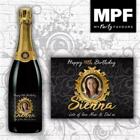 Personalised Photo Birthday Champagne Prosecco Bottle Label 18th 21st