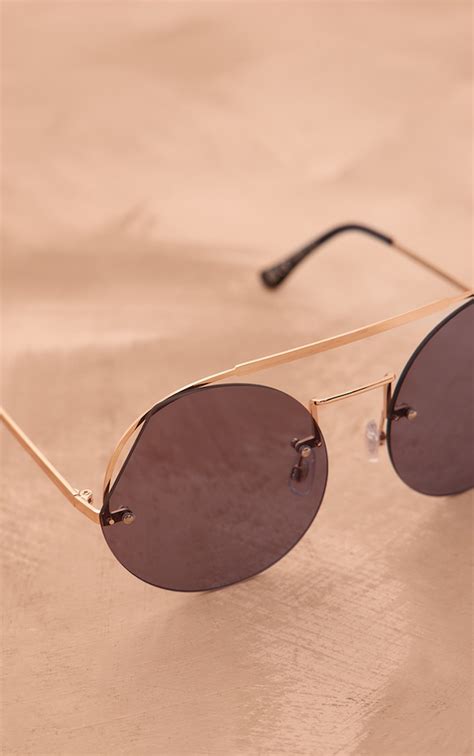 Black Round Lens Aviator Sunglasses Accessories Prettylittlething Aus