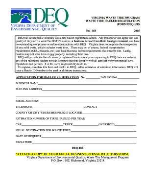 Fillable Online Waste Tire Hauler Registration Form Fax Email Print