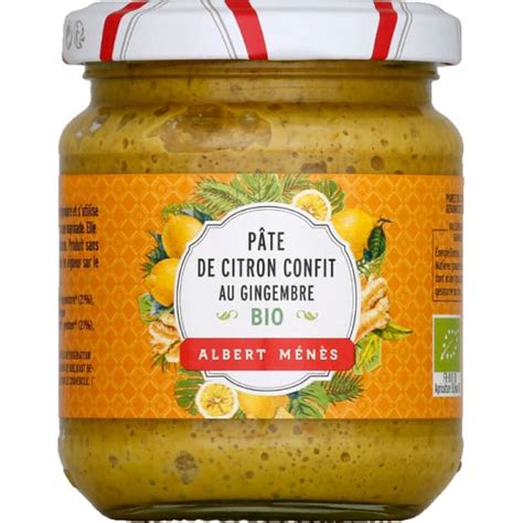 Albert M N S P Te De Citron Confit Au Gingembre Bio Monoprix Fr