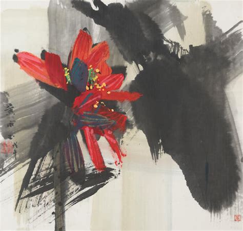 Bonhams Huang Yongyu B1924 Red Lotus