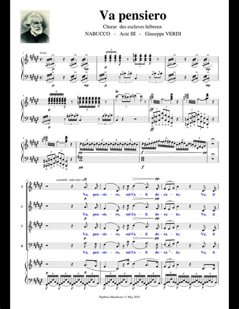 Va Pensiero Sheet Music For Piano Voice Download Free In Pdf Or Midi