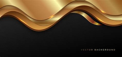 Download Abstract Luxury 3D Background Gold Elegant Line on Black Wave ...