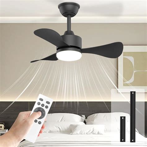 Hisummer Small Black Ceiling Fan With Light And Remote Modern Bedroom