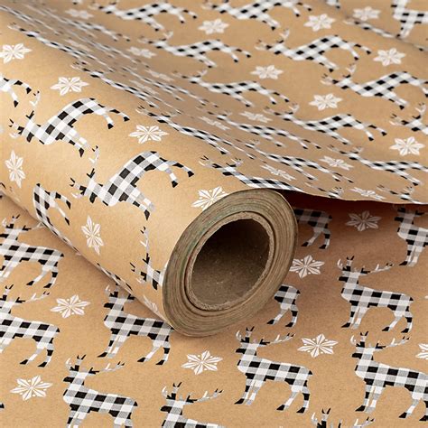 Ruspepa Christmas Wrapping Paper Jumbo Roll Kraft Paper Black And