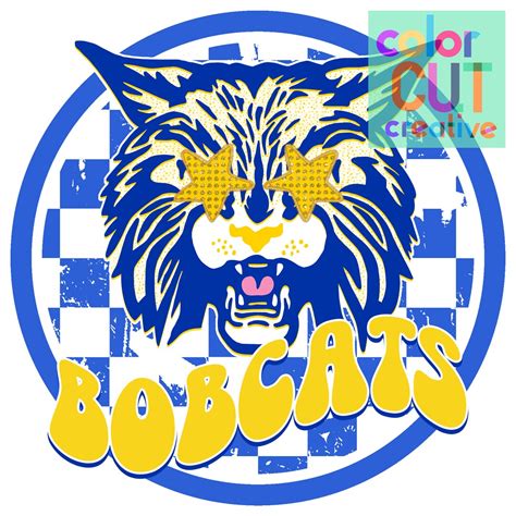 Bobcats Preppy Mascot Png Digital Download Royal Yellow Gold White Etsy