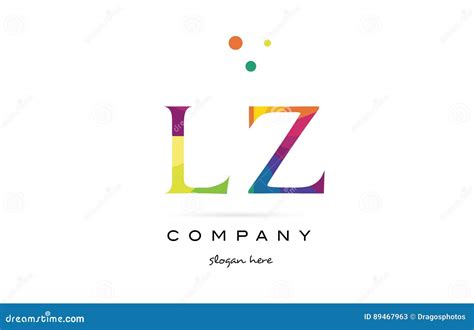 Lz L Z Creative Rainbow Colors Alphabet Letter Logo Icon Stock Vector