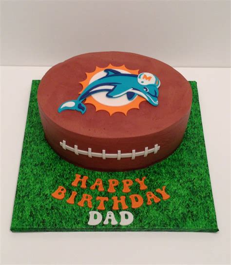 Miami Dolphins Football Cake Mocha Swiss Meringue Buttercream With