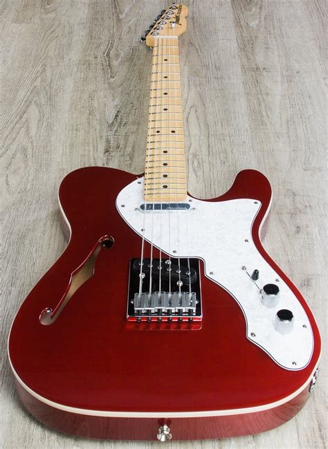 Fender Deluxe Telecaster Thinline Electric Guitar With Hard Case Candy Apple Red