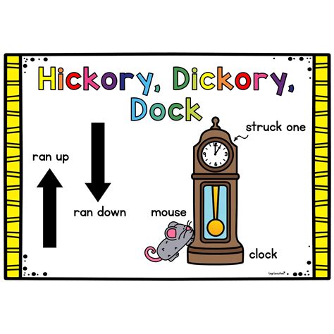 Hickory Dickory Dock Vocabulary Mat State Fonts Top Teacher