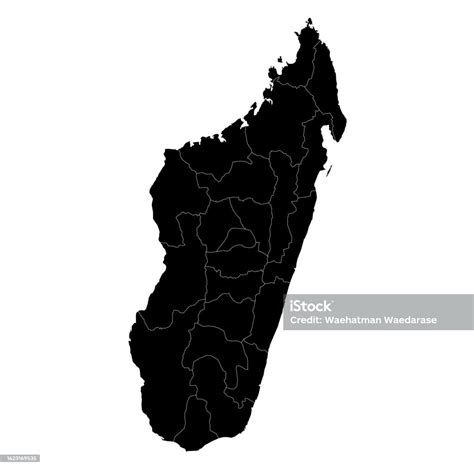마다가스카르 지도 벡터 검은색 실루엣은 흰색 배경에 흑백 윤곽선을 포함하여 매우 상세합니다 마다가스카르에 대한 스톡 벡터 아트