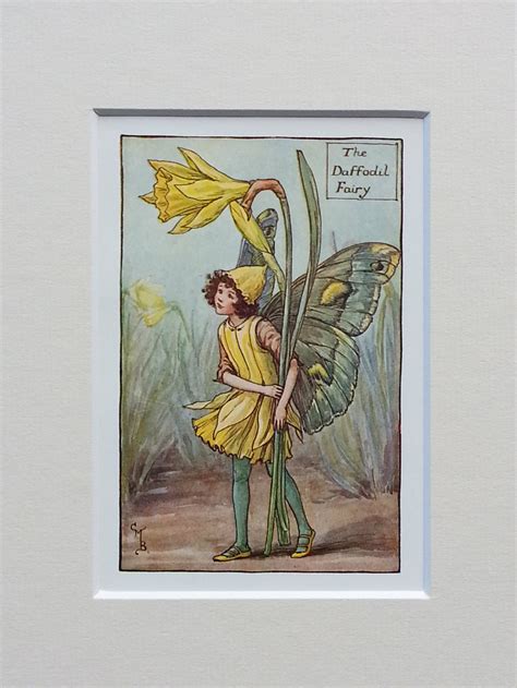 Flower Fairy Vintage Print 1930s Mounted Daffodil Fairy Cicely Etsy Uk