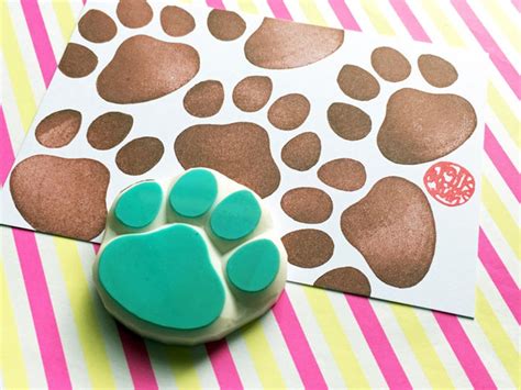 Dog Paw Print Rubber Stamp Cat Paw Print Stamp Hand Carved - Etsy