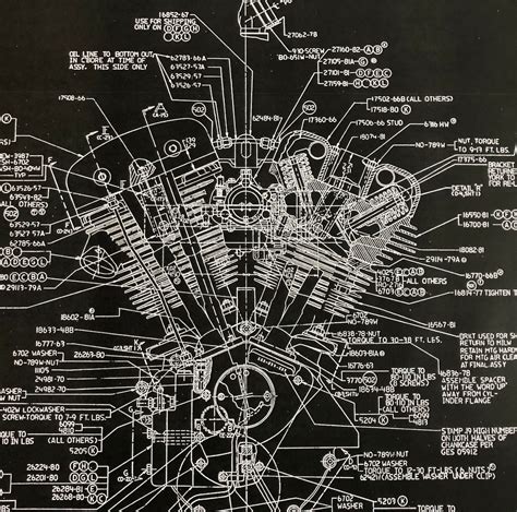 Harley Davidson Shovelhead Blueprint Art Keywords Poster Etsy