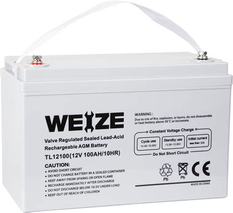 Amazon WEIZE New 12 Volt 100Ah AGM Battery Deep Cycle Maintenance