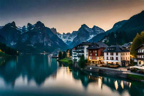 the beautiful town of alpbach, austria. AI-Generated 34258388 Stock