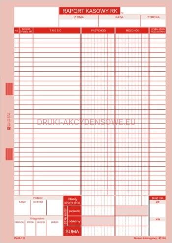Raport Kasowy Dzienny A Pu K Druki Akcydensowe