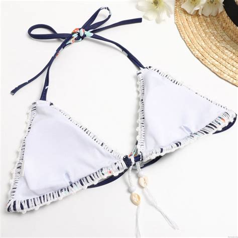 Sexy Blumen Riemenschale Dreieck Bikini Zwei Stück Strand Badeanzug für