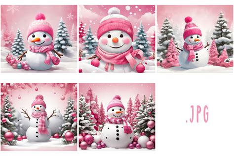 Pink Snowman Graphic by Joanna Redesiuk · Creative Fabrica