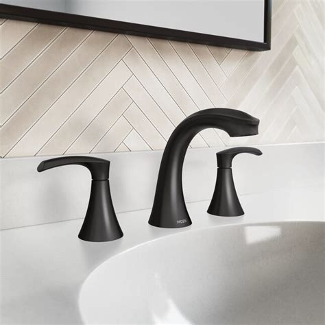 Moen Graeden Matte Black Widespread 2-Handle WaterSense Bathroom Sink Faucet with Drain in the ...