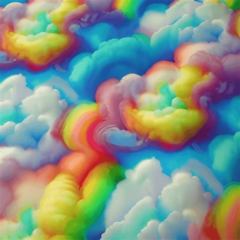 Intricate Detail Rainbow Cotton Candy Clouds · Creative Fabrica