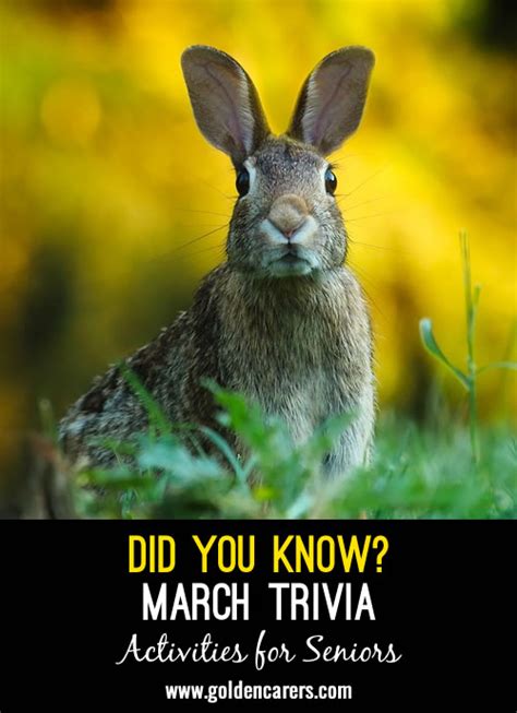 March Trivia | March activities, Elderly activities, Senior living ...