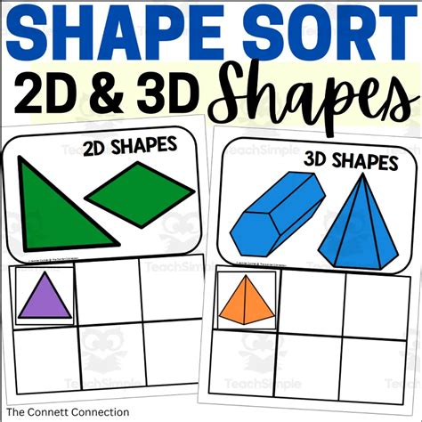 Shape Sort With 2d Shapes And 3d Shapes By Teach Simple