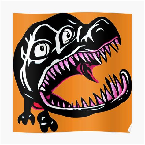 "Dinosaur Scary - Cartoon Creepy Dinosaur " Poster for Sale by artayki ...