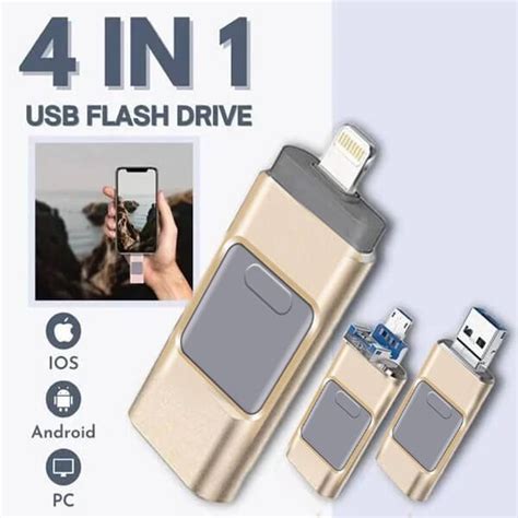 4 In 1 High Speed USB Flash Drive For iPhone, iPad, Android, PC & More ...