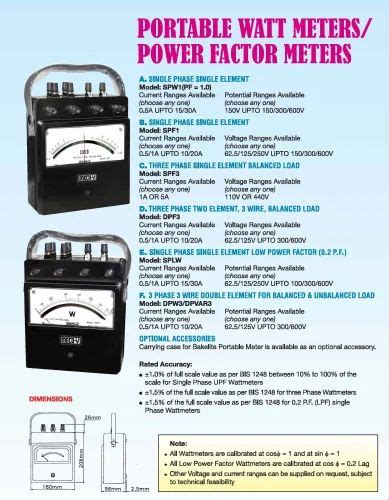 Portable Electrodynamometer Watt Var Power Factor Meters For Laboratory At ₹ 2950piece In