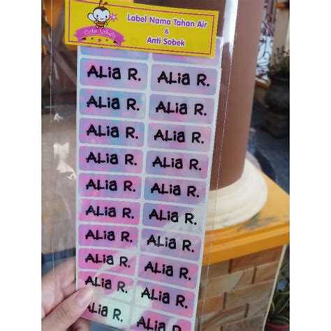 Jual Label Sticker Nama Waterproof Dan Anti Sobek Motif Pink Gradasi