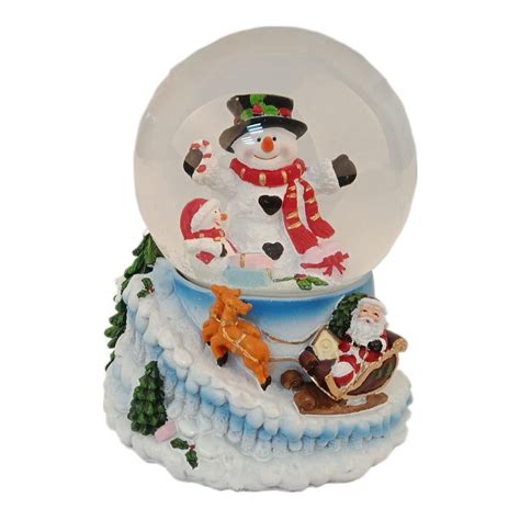 Elegantoss Polyresin 100 MM Musical Christmas Snowman Water Globe With