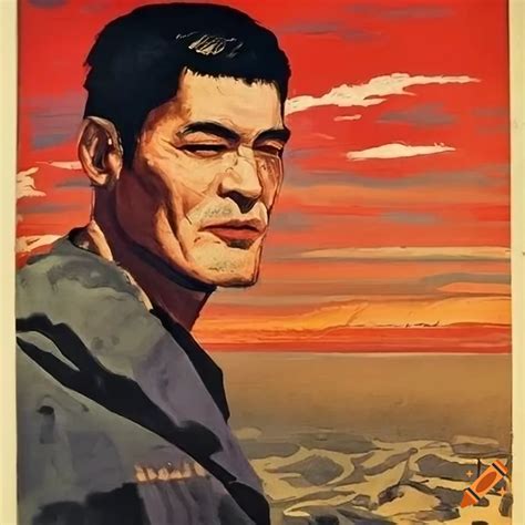 Vintage Travel Poster Inspired By The Graphic Novel Zatoichi On Craiyon