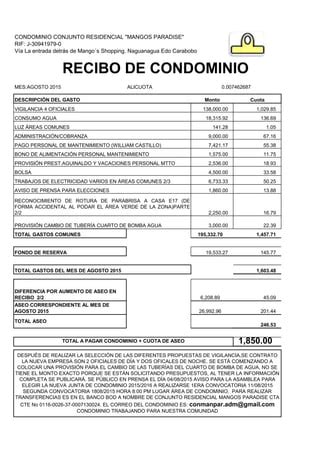 Recibo Condominio Agosto Pdf