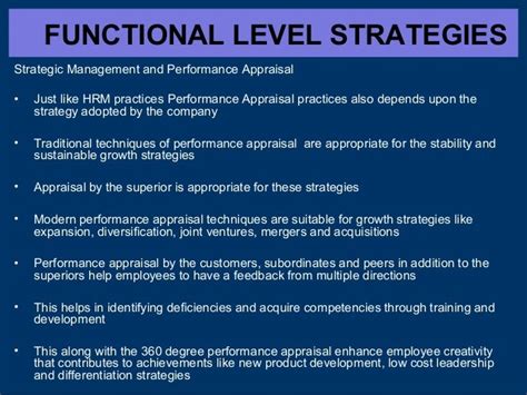 Functional Level Strategies