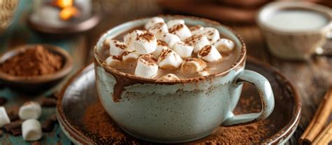 Hot Chocolate Topped With Marshmallows Premium AI Generated Image