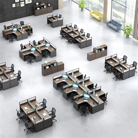 Dark Brown Modern Office Furniture Set Double Pedestal With Wheeled