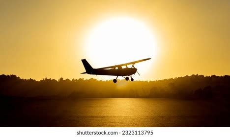 Backlit Silhouette Cessna Plane Outlined Sun Stock Photo 2323113795 ...