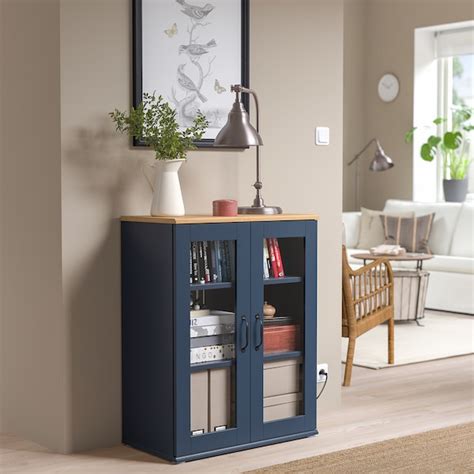 Skruvby Cabinet With Glass Doors Black Blue 2712x3538 Ikea