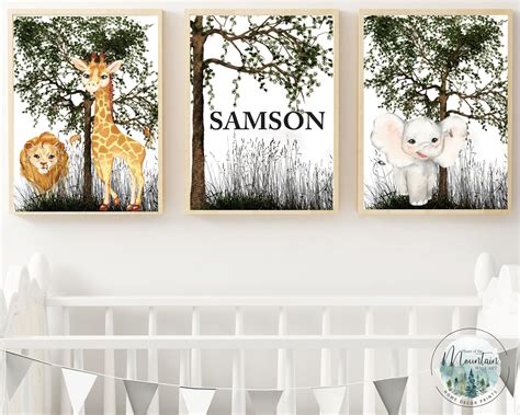 Printed Safari Nursery Wall Prints Safari Animal Nursery Etsy