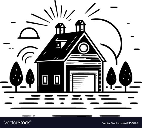 Farmhouse - minimalist and simple silhouette Vector Image