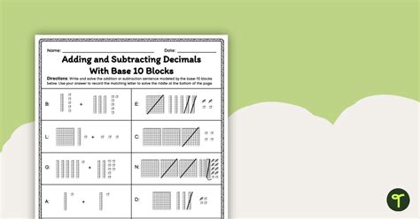 Base Ten Subtraction Match Activity Teacher Made Twinkl