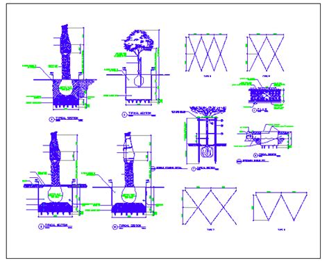 Side Walk Constructive Details Of Public Garden Dwg File Cadbull