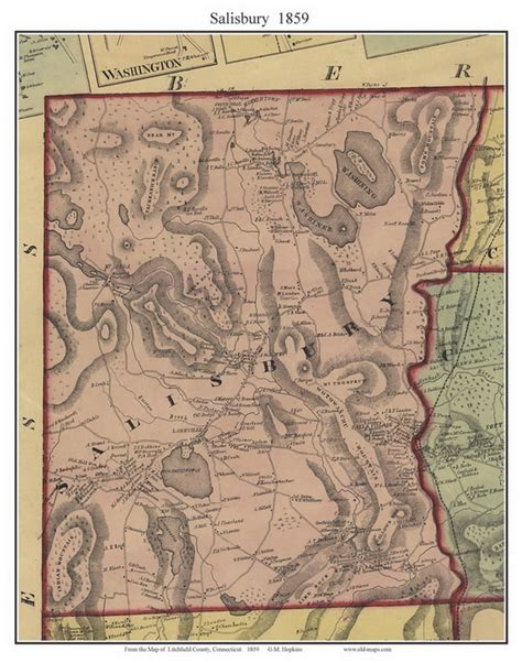 Salisbury, Connecticut 1859 Litchfield Co. - Old Map Custom Print - OLD ...